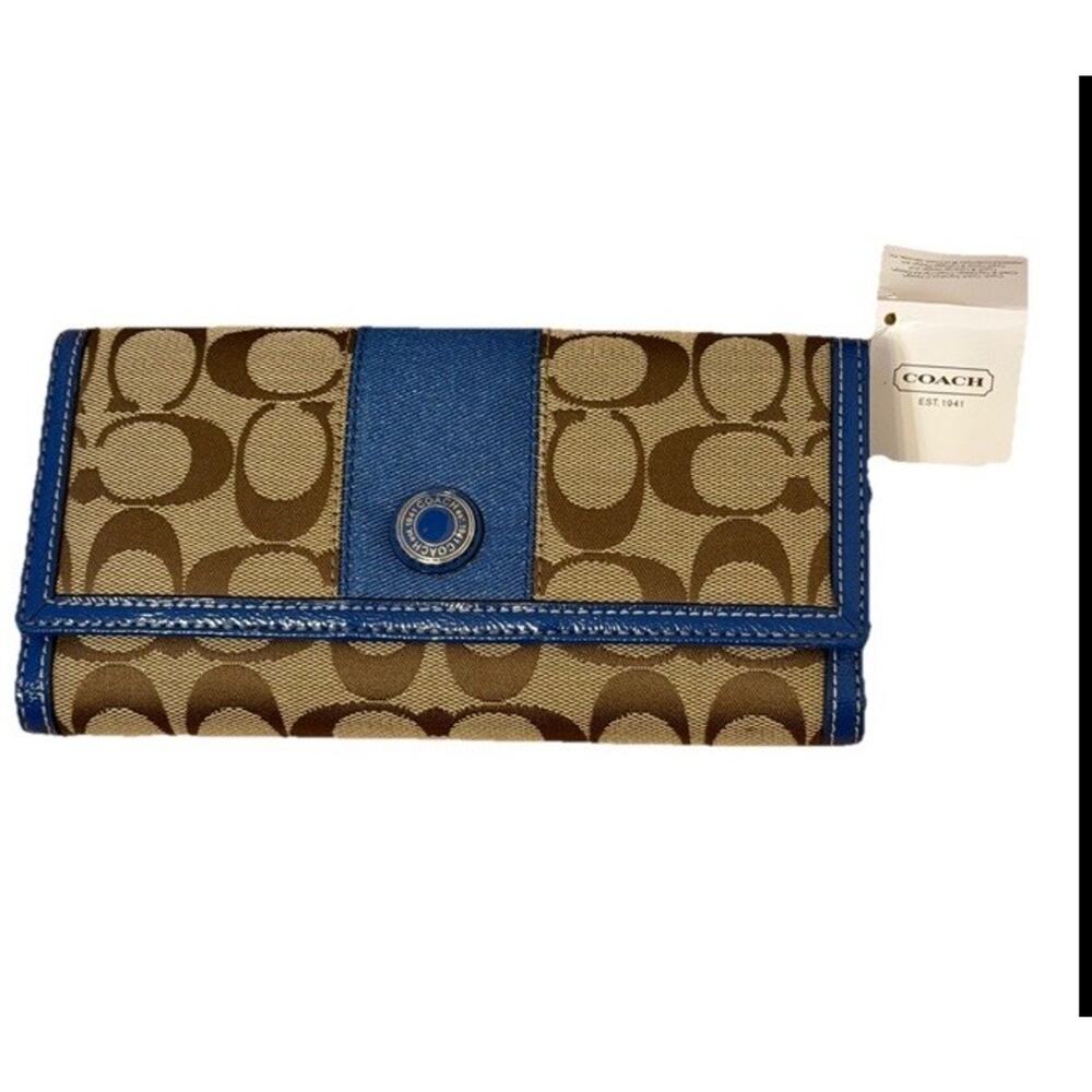 NWT Coach Y2K Signature Stripe Hobo Bag Wallet SET Khaki & Blue Jacquard 3254-1 - Picture 11 of 16